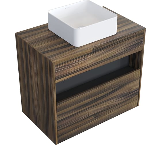 Комплект тумба с раковиной AM.PM Тумба Func, 1 ящик (pull-out), подвесная, 80 см, цвет дерево текстурир-ое + ESPIRAL Раковина накладная квадратная 370*370, белый матовый M8FFUX0801OFOFESP0320 1