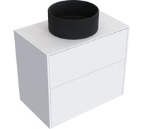 Комплект тумба с раковиной AM.PM Тумба Func, 2 ящика, 80 см, белый матовый + ESPIRAL Раковина накладная круглая D400, черный матовый M8FFUX0802WMWMESP0140