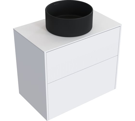 Комплект тумба с раковиной AM.PM Тумба Func, 2 ящика, 80 см, белый матовый + ESPIRAL Раковина накладная круглая D400, черный матовый M8FFUX0802WMWMESP0140 1