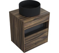 Комплект тумба с раковиной AM.PM Тумба Func, 1 ящик (pull-out), подвесная, 60 см, цвет дерево текстурир-ое + ESPIRAL Раковина накладная круглая D400, черный матовый M8FFUX0601OFOFESP0140