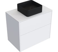 Комплект тумба с раковиной AM.PM Тумба Func, 2 ящика, 80 см, белый матовый + ESPIRAL Раковина накладная квадратная 370*370, черный матовый M8FFUX0802WMWMESP0340