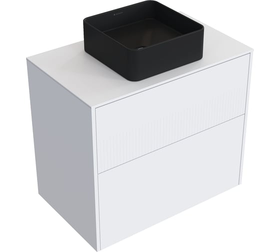 Комплект тумба с раковиной AM.PM Тумба Func, 2 ящика, 80 см, белый матовый + ESPIRAL Раковина накладная квадратная 370*370, черный матовый M8FFUX0802WMWMESP0340 1