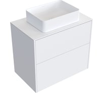 Комплект тумба с раковиной AM.PM Тумба Func, 2 ящика, 80 см, белый матовый + ESPIRAL Раковина накладная прямоугольная 370*500, белый матовый M8FFUX0802WMWMESP0420