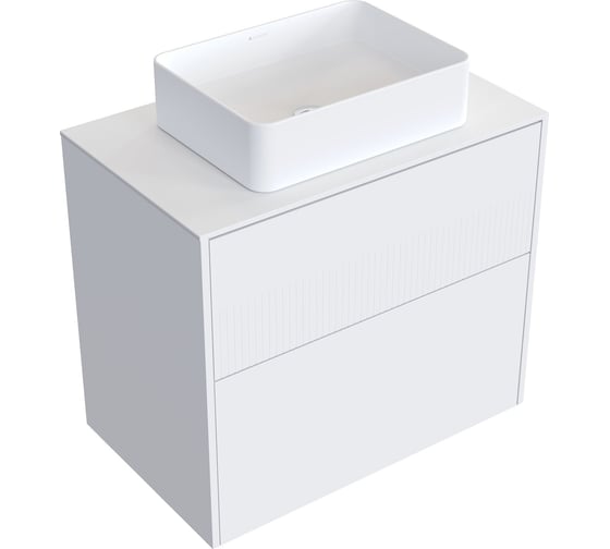 Комплект тумба с раковиной AM.PM Тумба Func, 2 ящика, 80 см, белый матовый + ESPIRAL Раковина накладная прямоугольная 370*500, белый матовый M8FFUX0802WMWMESP0420 1