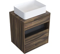 Комплект тумба с раковиной AM.PM Тумба Func, 1 ящик (pull-out), подвесная, 60 см, цвет дерево текстурир-ое + ESPIRAL Раковина накладная прямоугольная 370*500, белый матовый M8FFUX0601OFOFESP0420