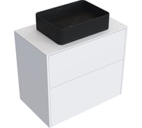 Комплект тумба с раковиной AM.PM Тумба Func, 2 ящика, 80 см, белый матовый + ESPIRAL Раковина накладная прямоугольная 370*500, черный матовый M8FFUX0802WMWMESP0440
