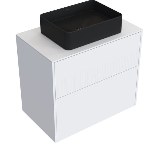 Комплект тумба с раковиной AM.PM Тумба Func, 2 ящика, 80 см, белый матовый + ESPIRAL Раковина накладная прямоугольная 370*500, черный матовый M8FFUX0802WMWMESP0440 1