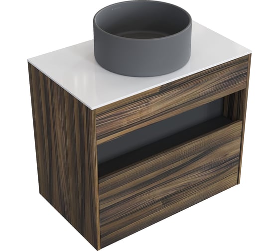 Комплект тумба с раковиной AM.PM Тумба Func, 1 ящик (pull-out), подвесная, 80 см, цвет дерево текстурир-ое/белый глянец + ESPIRAL Раковина накладная круглая D400, серый матовый M8FFUX0801OFWGESP0130 1