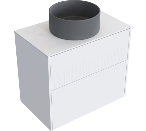 Комплект тумба с раковиной AM.PM Тумба Func, 2 ящика, 80 см, белый матовый + ESPIRAL Раковина накладная круглая D400, серый матовый M8FFUX0802WMWMESP0130 1