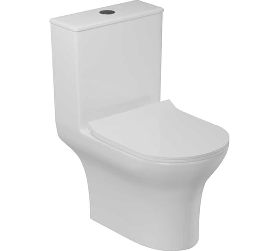 Унитаз-моноблок безободковый WAVE STAR сиденье дюропласт, белый глянец 557065 1