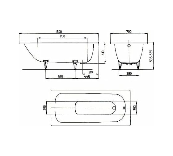 Стальная ванна KALDEWEI SANIFORM PLUS 361 150x70x41 см, Easy Clean 3.5 мм 111600013001