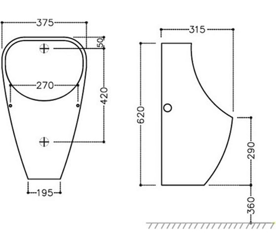 Писсуар Jaquar монтажный набор URS-WHT-132530