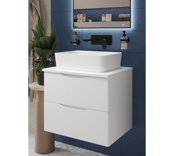 Тумба c раковиной подвесная BOND Cube T55605-S54480 с белой столешницей T55605-S54480 1