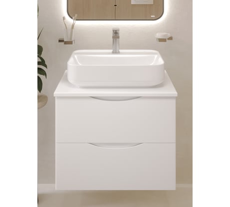 Тумба с раковиной и столешницей подвесная BOND белая Т55605-513500