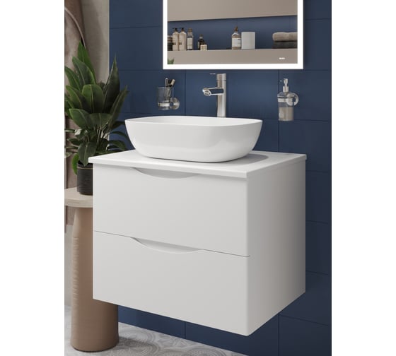 Тумба c раковиной подвесная BOND Cube T55605-S54450 с белой столешницей T55605-S54450 1