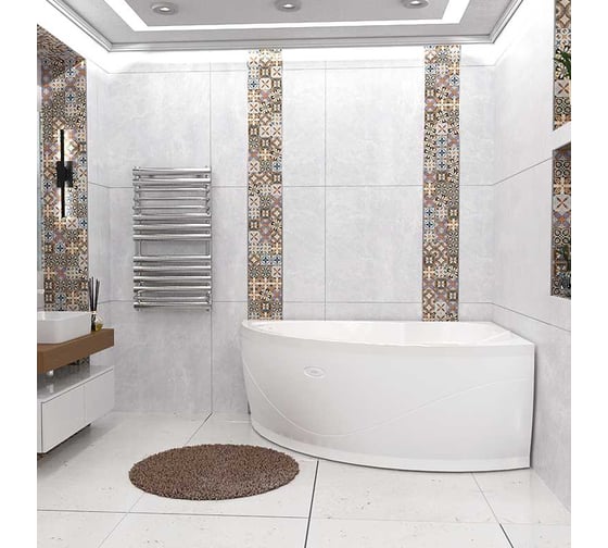 Акриловая ванна Радомир Алари 168х120 (правосторонняя), фронтальная панель, каркас, слив-перелив автомат с сеточкой (хром, с сифоном) 2-89-2-2-1-218 1