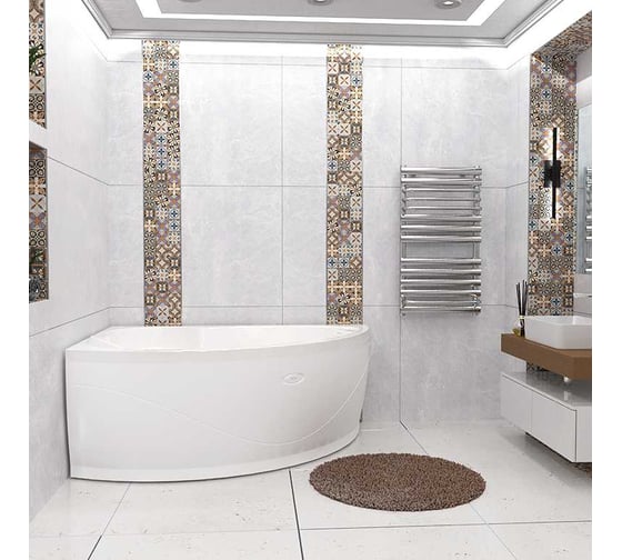 Акриловая ванна Радомир Алари 168х120 (левосторонняя), фронтальная панель, каркас, слив-перелив автомат с сеточкой (хром, с сифоном) 2-89-2-1-1-218 1