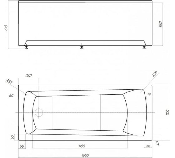 Ванна Aquatek Либра 160х70 NEW с фронтальным экраном (слив слева) 00000088706