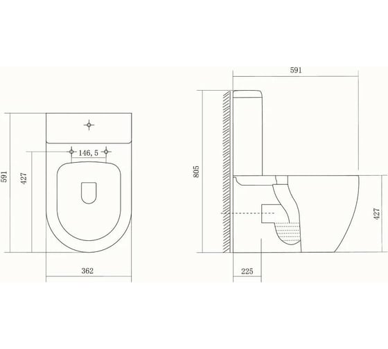Напольный безободковый унитаз Aquatek 590x375x790 мм 00000096344