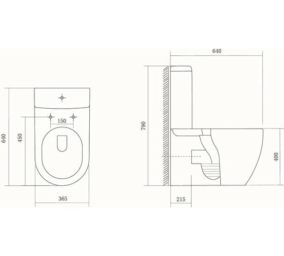 Напольный безободковый унитаз с бачком Aquatek 640x365x790 мм 00000096346