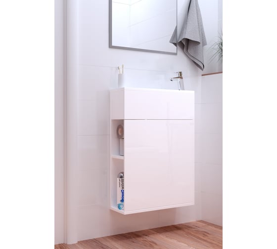 Тумба с раковиной 1Marka Stretto 50П 1д. Белый глянец У94716