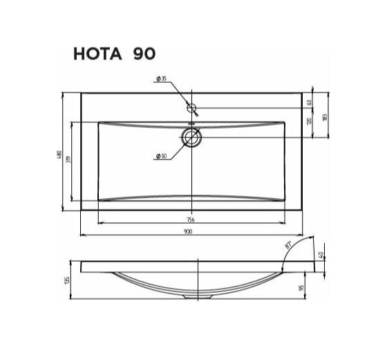 Раковина 1Marka "Нота New Polytitan 90" Ц0000004833