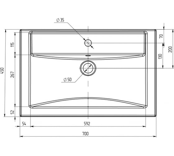 Раковина 1Marka Comfort 70 Polytitan Ц0000008359