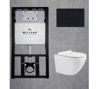 Комплект система инсталляции Milleau ALBY с подвесным унитазом (белый глянец) и панелью смыва (чёрная) MR0425-A5.203GW/2.03