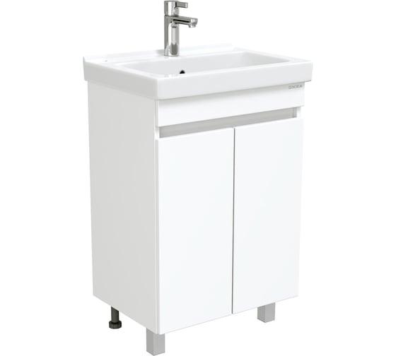 Тумба с раковиной Onika Милтон Квадро 55 напольная, белая, разборная (ум.Визит 55) 105562 1