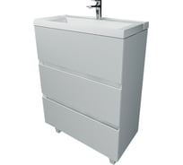 Тумба с раковиной Marka One в ванную Bumble 60см Напольная 2 ящика Белый глянец У90671