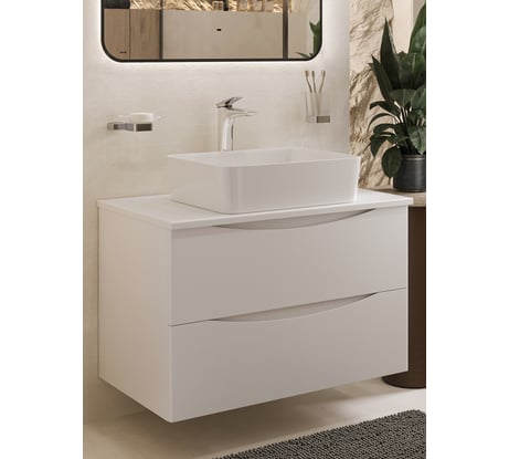 Тумба c раковиной подвесная BOND с белой столешницей T05805-S54480