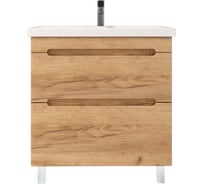 Тумба с раковиной RUVANN AQVI 80 + Moduo 80 в ванную напольная Голд крафт Т.AQVI-GK.П-80Н-KIT-MOD