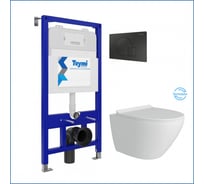 Готовое решение Teymi Инсталляция Aina 52 + клавиша смыва Ellie черная + унитаз Lina Pro Vortex F14 F14468 ЦБ-00299046
