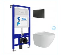 Готовое решение Teymi Инсталляция Aina 52 + клавиша смыва Kati черная + унитаз Lina Pro Vortex F144 F14465 ЦБ-00299043