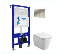 Инсталляция с унитазом Teymi комплект 5 в 1 унитаз подвесной безободковый Helmi S кнопка нержавеющая сталь F13300 F13300 ЦБ-00302371