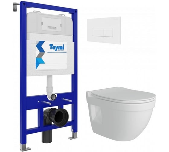 Комплект Teymi Готовое решение: Инсталляция Aina 52 + клавиша смыва Helmi белая + унитаз Vitra Pro F00474 ЦБ-00298840 1