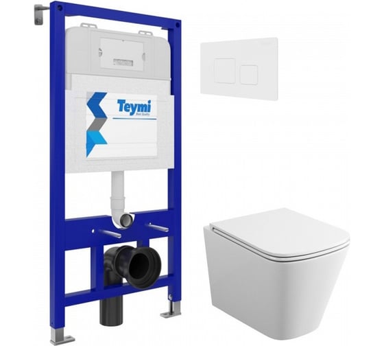 Комплект Teymi Готовое решение: Инсталляция Aina 52 + клавиша смыва Kati белая + унитаз Helmi S F0 F00414 ЦБ-00298959