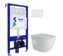 Комплект Teymi Готовое решение: Инсталляция Aina 52 + клавиша смыва Lina белая + унитаз Vitra Pro F00475 ЦБ-00298838