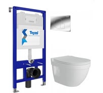 Комплект Teymi Готовое решение: Инсталляция Aina 52 + клавиша смыва Ellie хром + унитаз Vitra Pro F00478 ЦБ-00298836