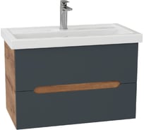 Тумба с раковиной Onika Айленд 80 подвесная, графит/дуб крафт золотой (ум. Фостер 80) 108064