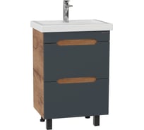 Тумба с раковиной Onika Айленд 60 напольная, графит/дуб крафт золотой (ум. Фостер 60) 106164