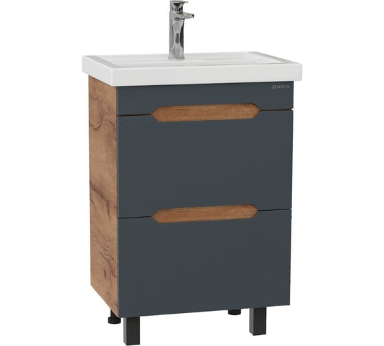 Тумба с раковиной Onika Айленд 60 напольная, графит/дуб крафт золотой (ум. Фостер 60) 106164 1