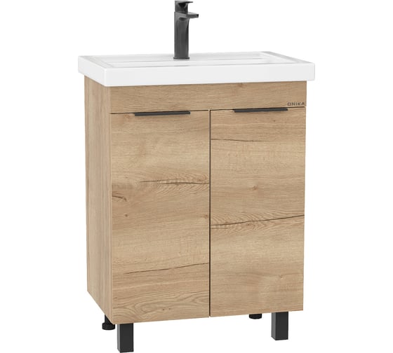 Тумба с раковиной Onika Легран 60 напольная, дуб галифакс (ум. Фостер 60) 106159 1