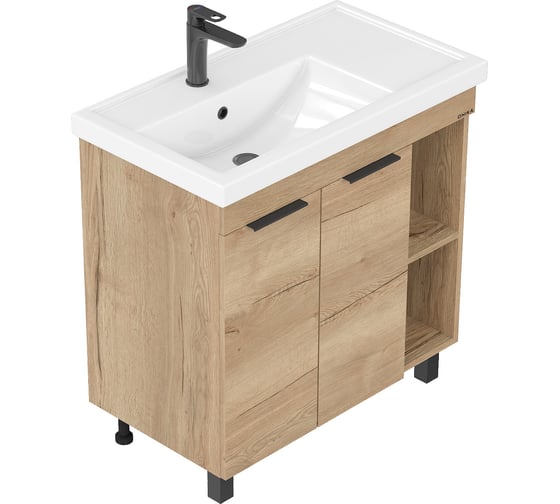 Тумба с раковиной Onika Легран 80 напольная, дуб галифакс (ум. Фостер 80 Пр.) 108063 1