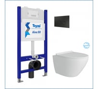 Готовое решение Teymi Инсталляция Aina 50 + клавиша смыва Lina черная + унитаз Lina Pro Vortex F14477 F14477 ЦБ-00297770