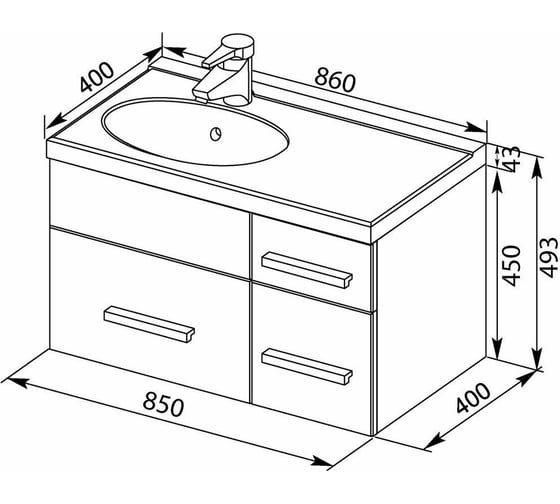 Раковина-столешница Aquanet Данте 90 L 00155600