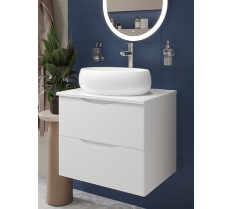 Тумба c раковиной подвесная BOND с белой столешницей T55605-S58490