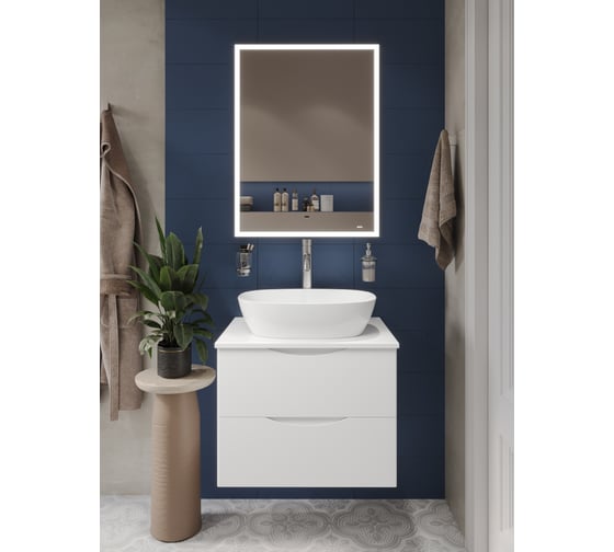 Тумба c раковиной подвесная BOND с белой столешницей T55605-S56500 1