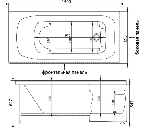 Ванна на каркасе Aquanet ROMA 160x70 00205505