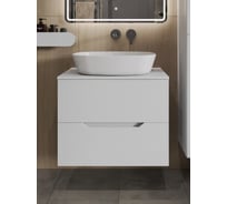 Тумба с раковиной подвесная Orange Line 70 см, белый Li-70TuwMDF+B08-500W